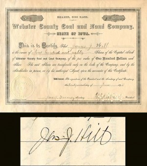 Webster County Coal and Land Co. signed by James J Hill
